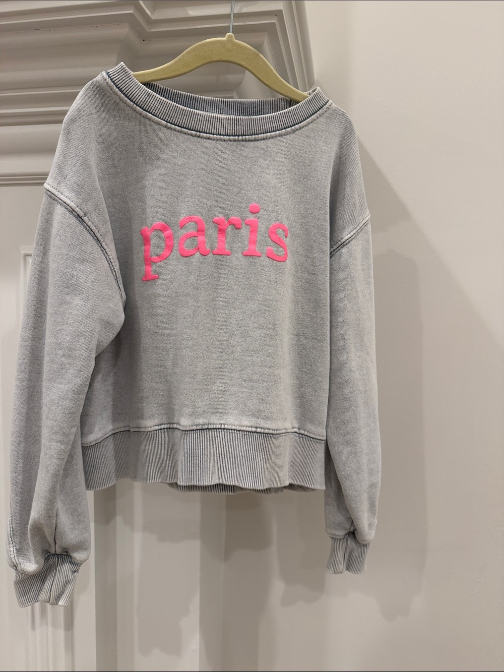 Zara Gray Sweatshirt with Pink "Paris" Text